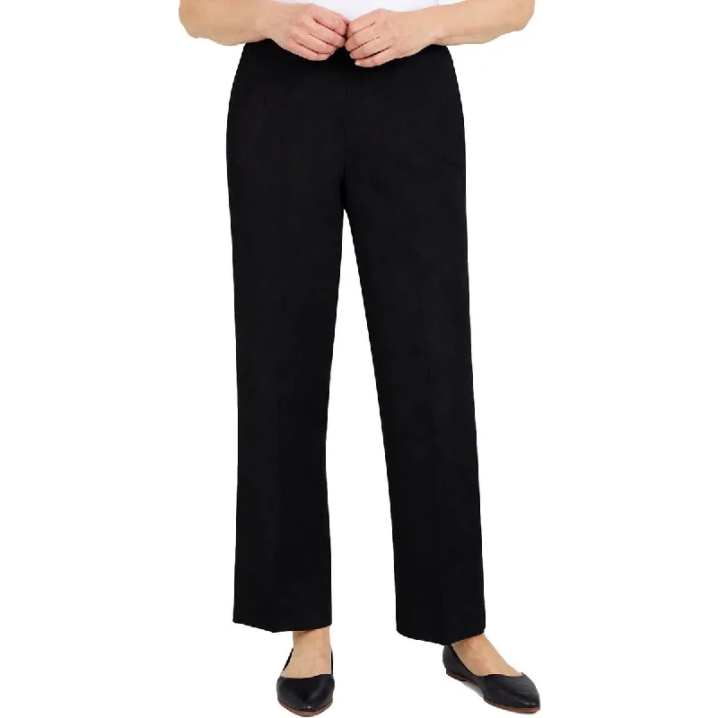 Alfred Dunner Womens Elastic Waist Ribbed Straight Leg Pants