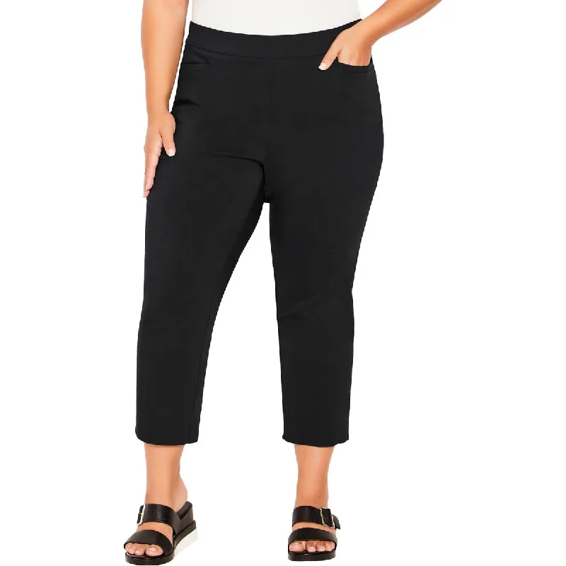 Avenue Womens Plus Mid-Rise Straight Leg Cropped Pants