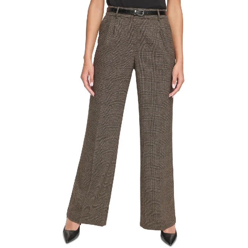 Calvin Klein Womens High Rise Pleated Suit Pants