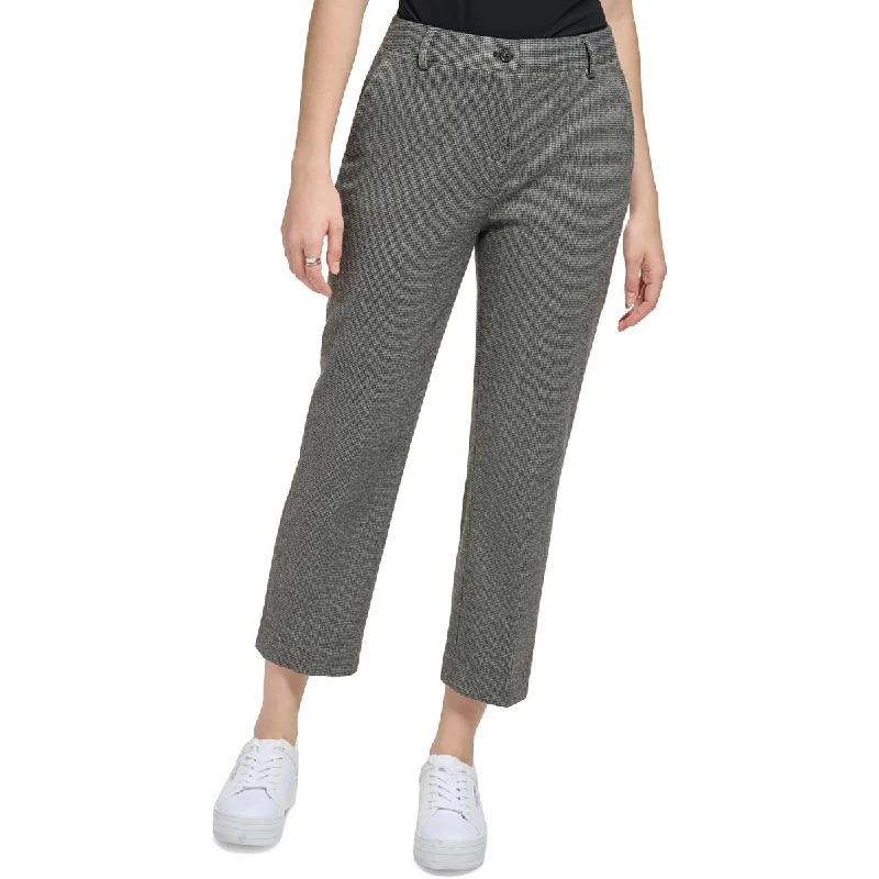 Calvin Klein Womens Mid-Rise Plaid Cropped Pants