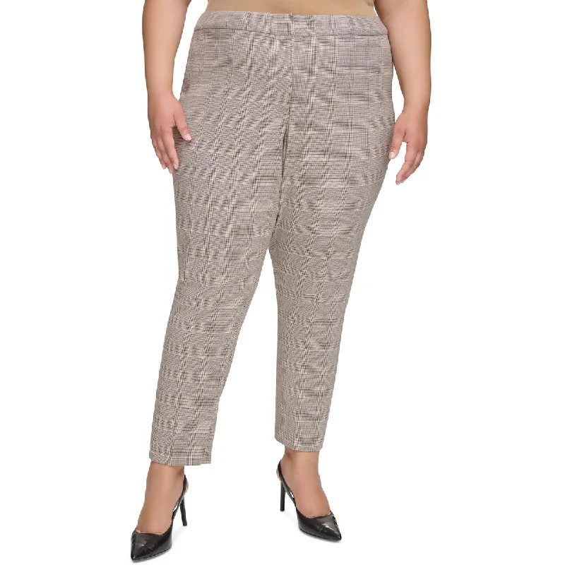 Calvin Klein Womens Plus High Rise Stretch Ankle Pants