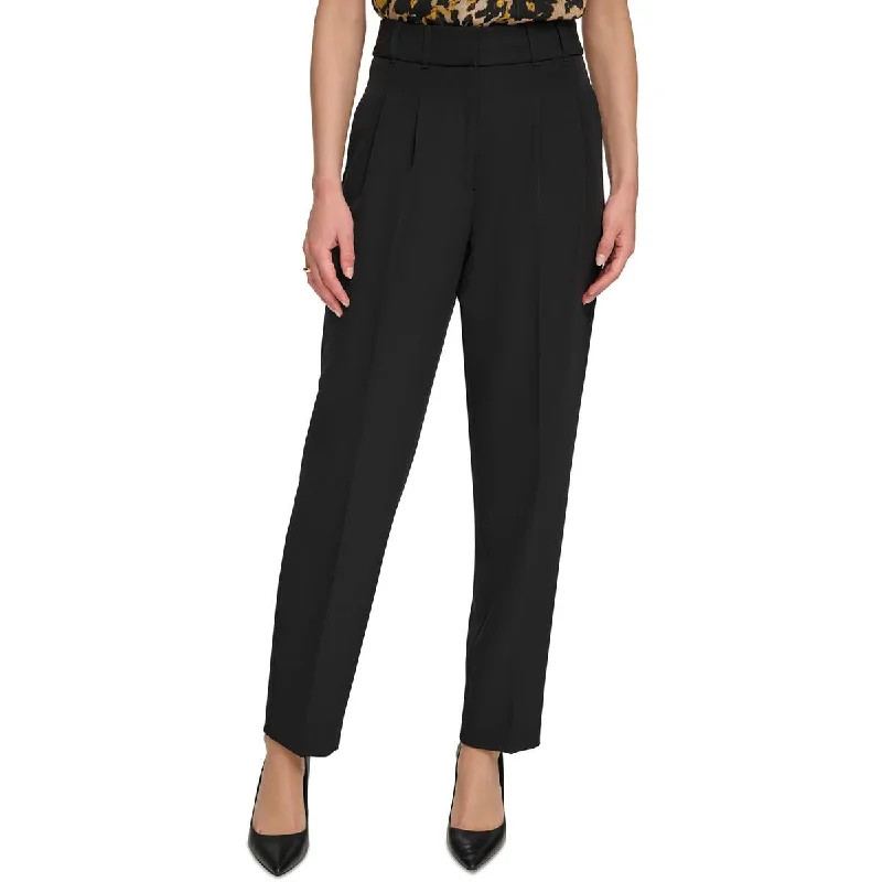 DKNY Womens High Rise Pleated Dress Pants