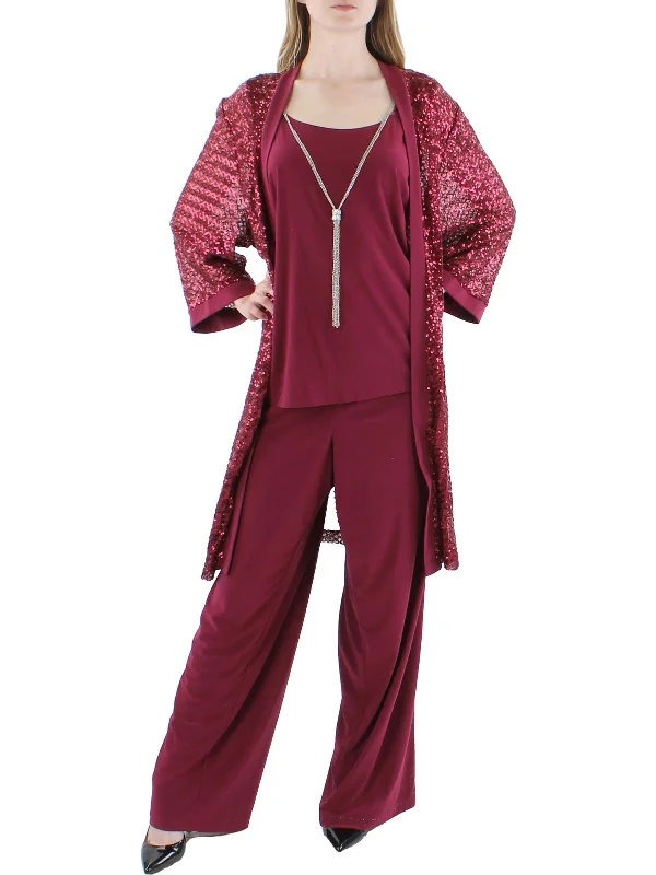 Plus Womens 3PC Sequined Pant Outfit