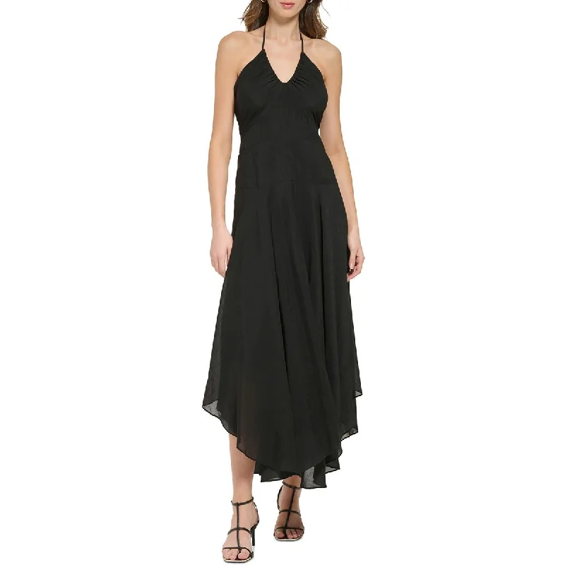 DKNY Womens Open Back Long Halter Dress