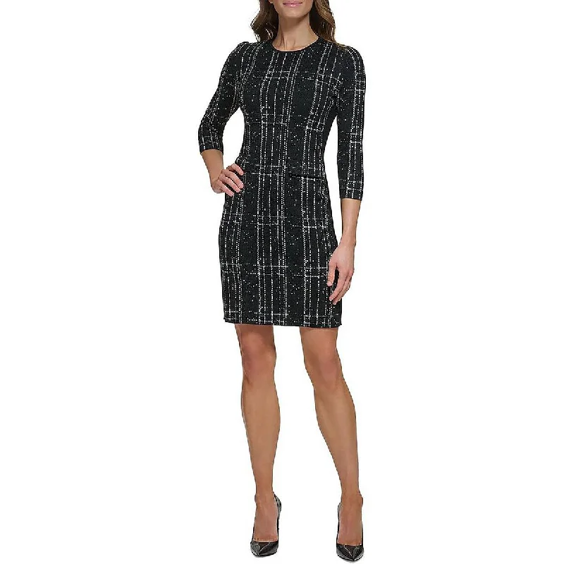 DKNY Womens Printed Knee-Length Sweaterdress