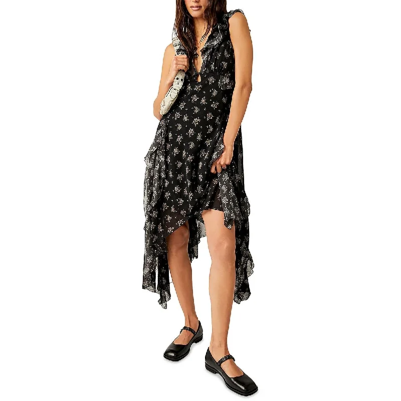 Free People Womens Joaquin Chiffon Ruffled Midi Dress