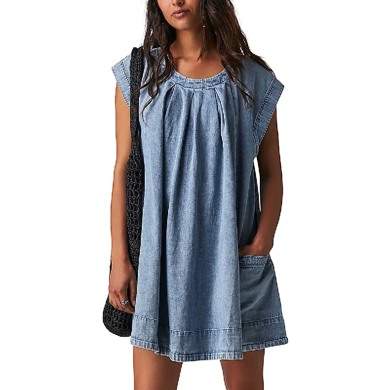 Free People Womens Marcel Denim Short Mini Dress