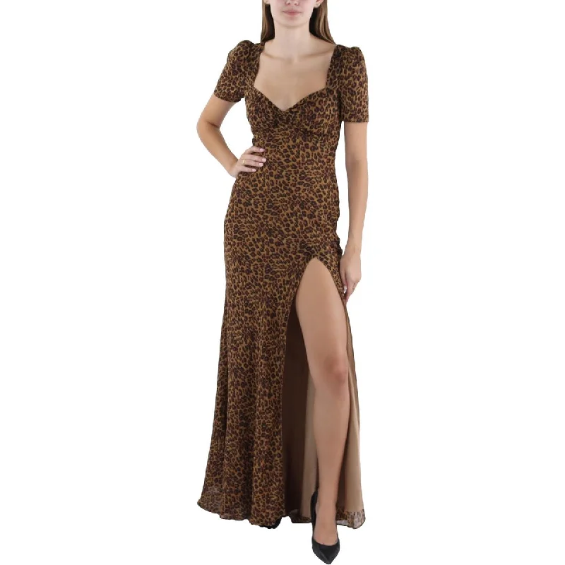 STAUD Womens Animal Print Long Maxi Dress