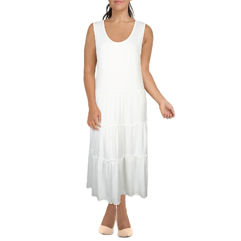 White Mark Womens Plus Jersey Sleeveless Maxi Dress