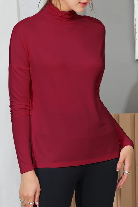 LONG SLEEVE TURTLE NECK TUNIC CASUAL TOP