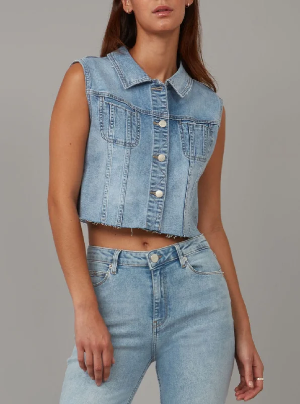 GABBIE-SBS Crop Vest - Stone Blue Skyline