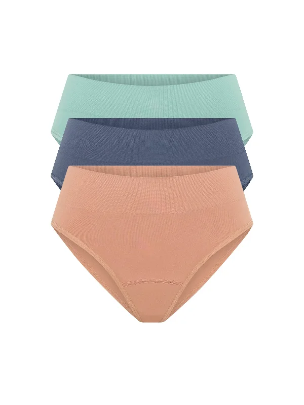 ModiComfort Seamless Hi-Leg Brief Everyday Bundle 3 Pack Multi Mineral