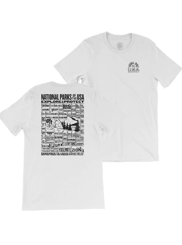 National Parks of The US Checklist Tee - White